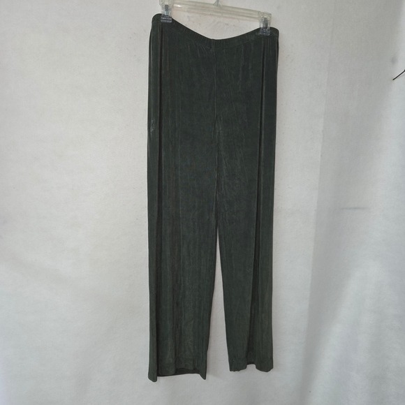 Chico's Travelers Pants - Chicos 2 Travelers Pants Womens 12 Olive Green Acetate Spandex Wide Leg Slinky